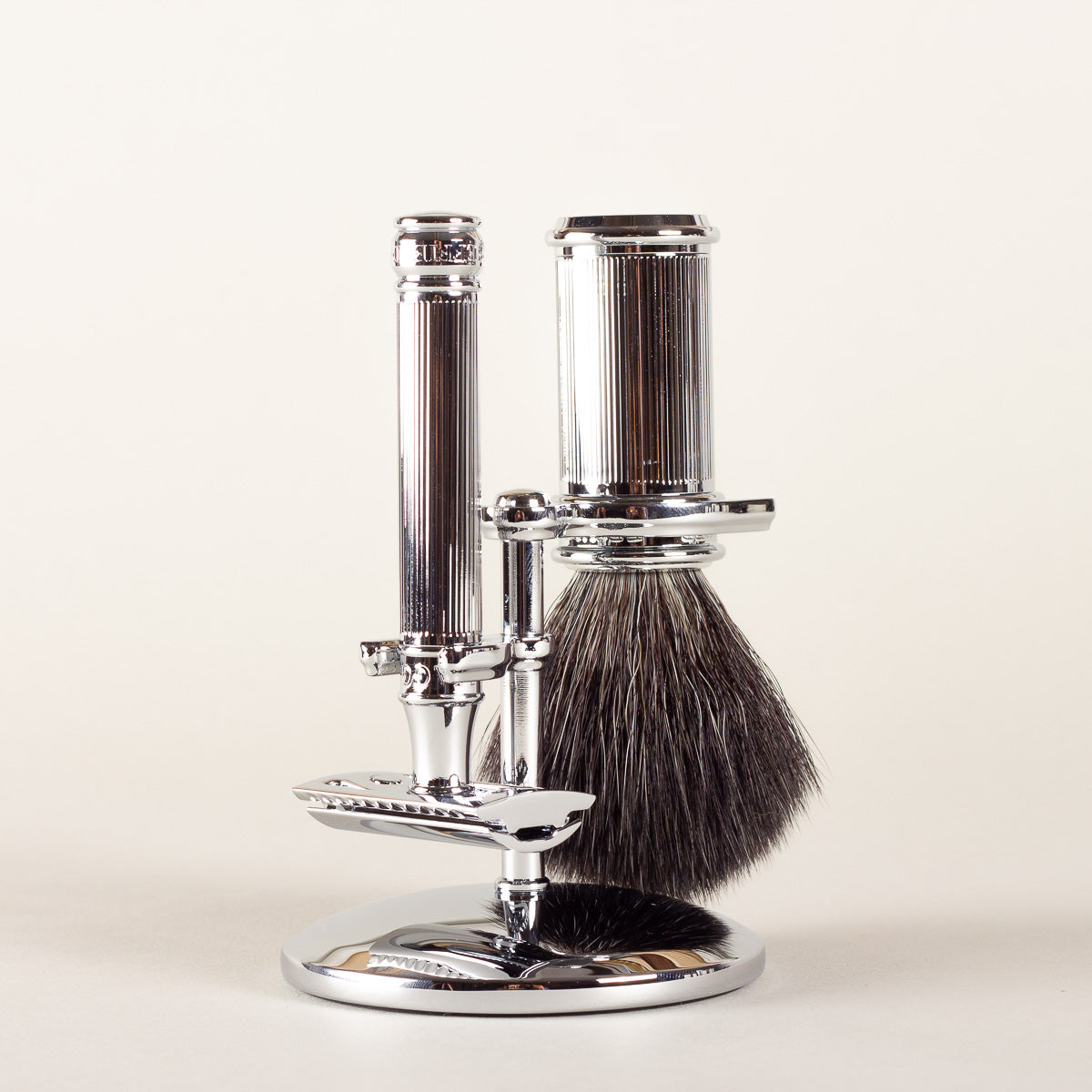 Edwin Jagger 3 piece safety razor shaving set - chrome lined