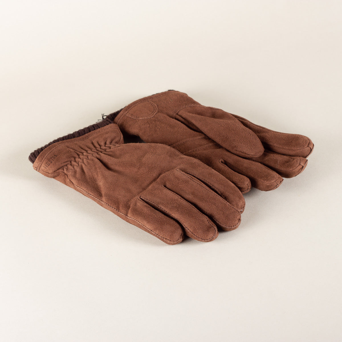 HESTRA Nathan suede leather gloves - marron
