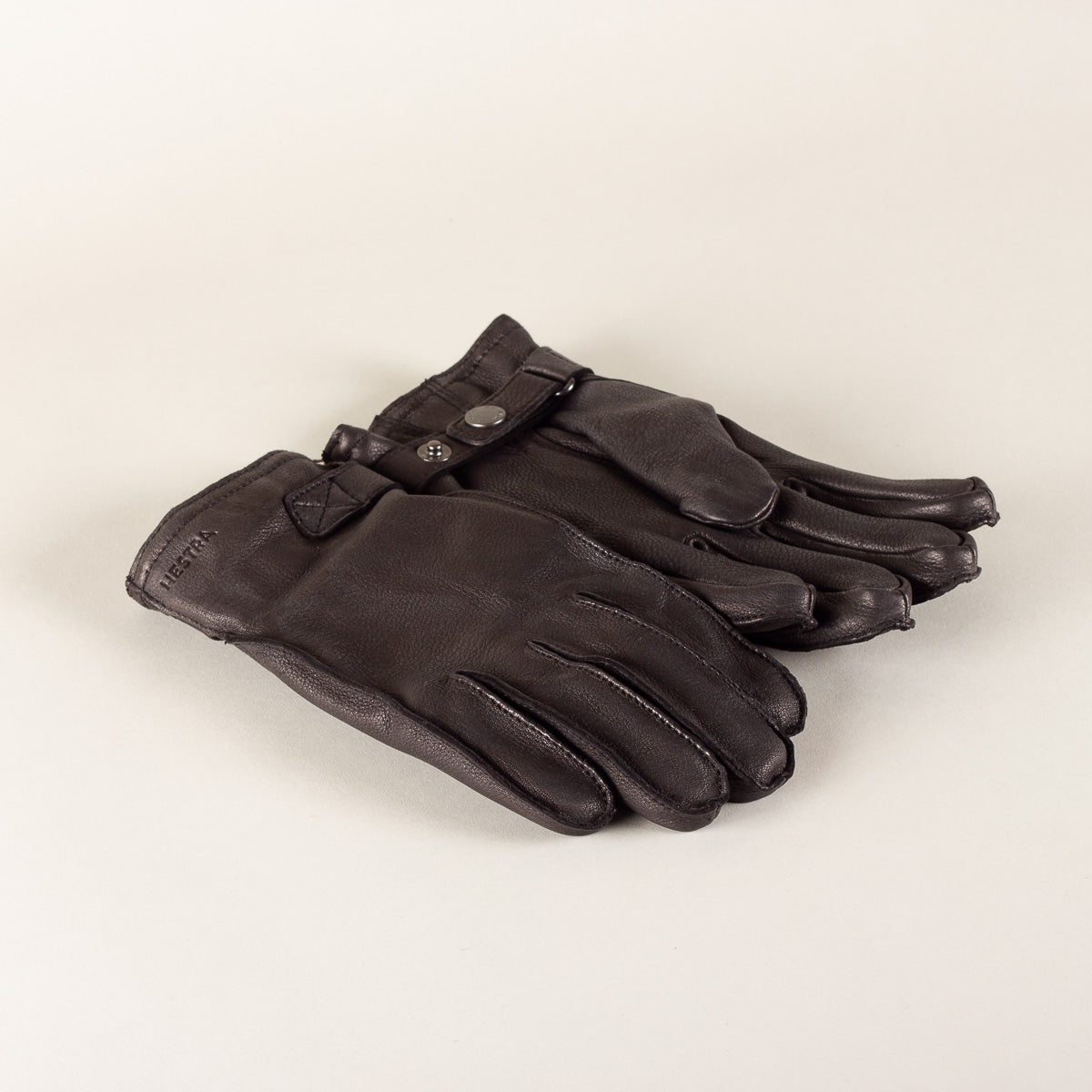 HESTRA Deerskin Wool Terry leather gloves - black